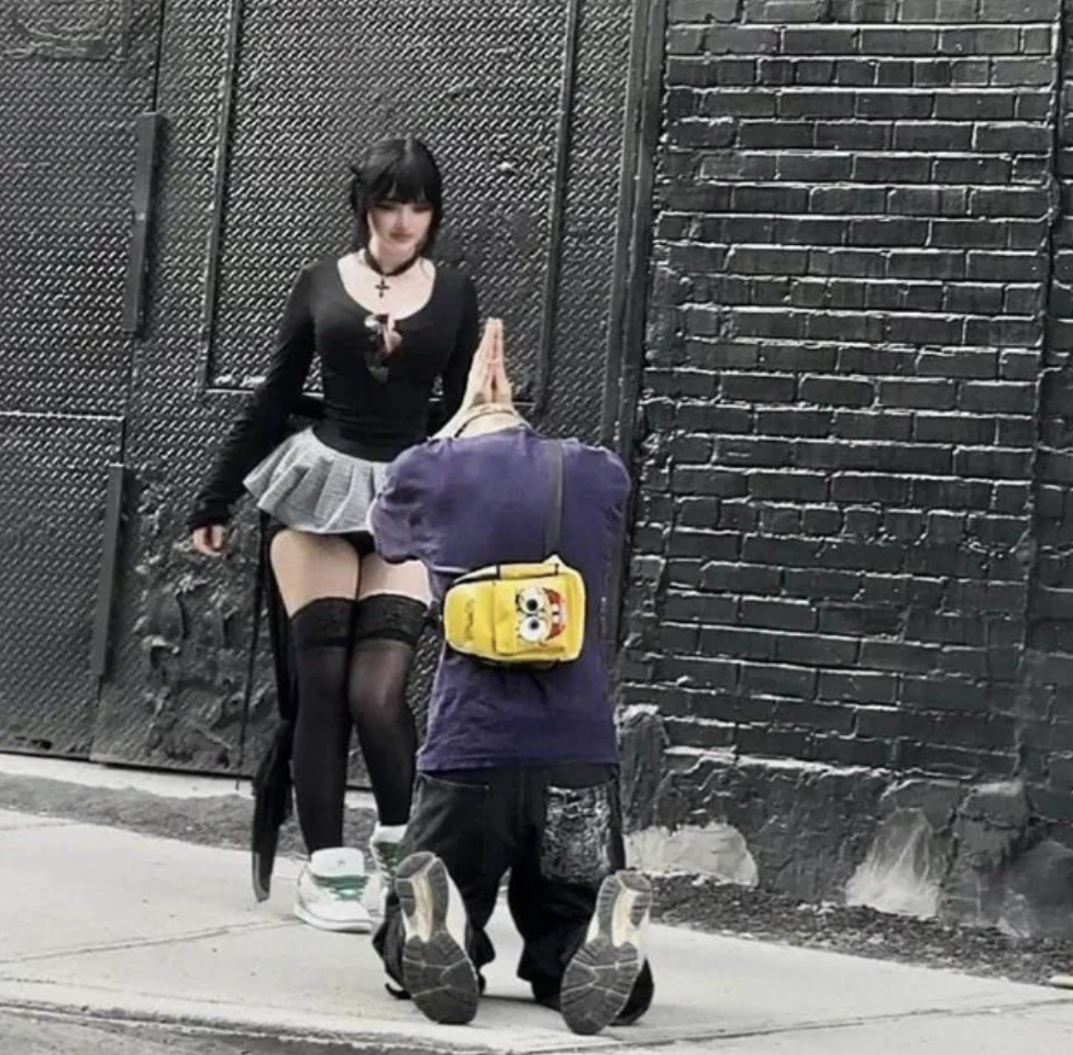 guy begging goth girl