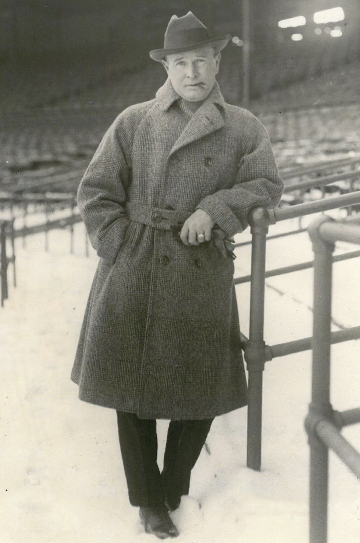 Future Hall of Famer Frank Chance poses for a photo in 1923 at snowy Fenway Park during his lone season as manager of the Red Sox.