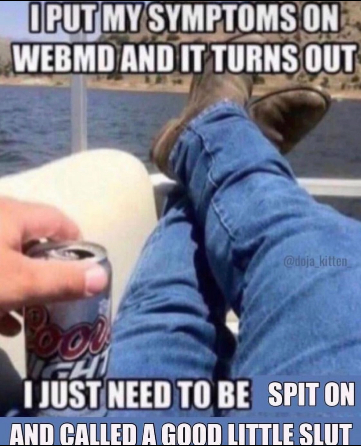 lake time meme - Oput My Symptoms On Webmd And It Turns Out kitten Lea I Just Need To Be Spit On And Called A Good Little Slut