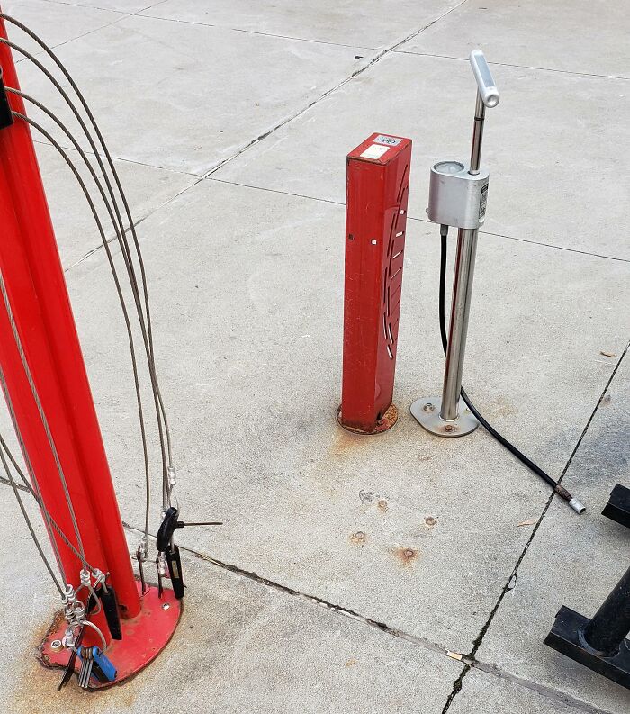 This college campus has a bike pump and multiple tools needed to service or repair your bicycle.