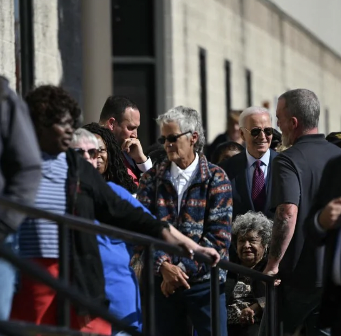 Current President Joe B. standing in line to vote.