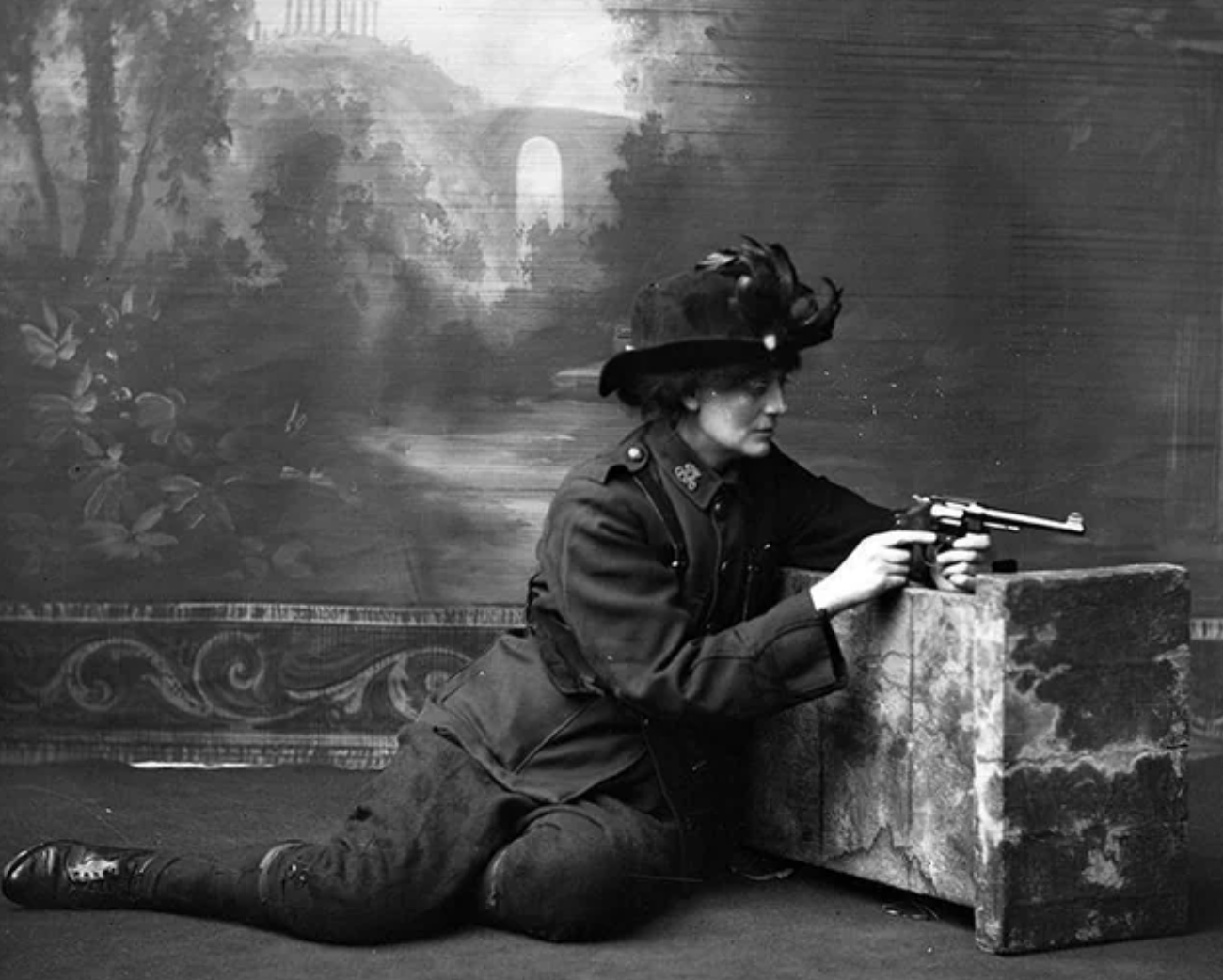 Lieutenant Constance Markievicz, female Irish freedom fighter. Photographed in the early 1920s.