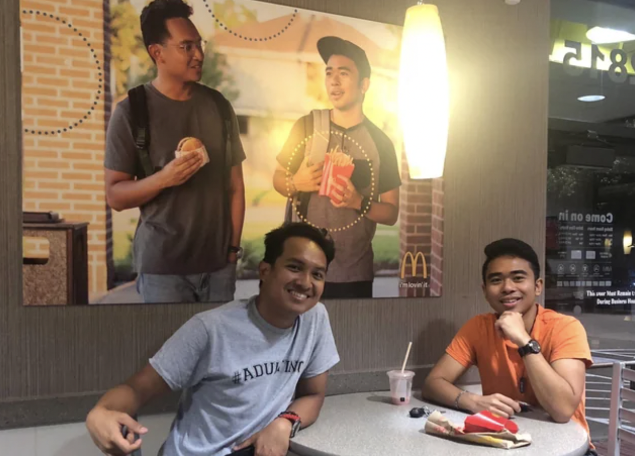 guys hang picture of themselves in mcdonalds