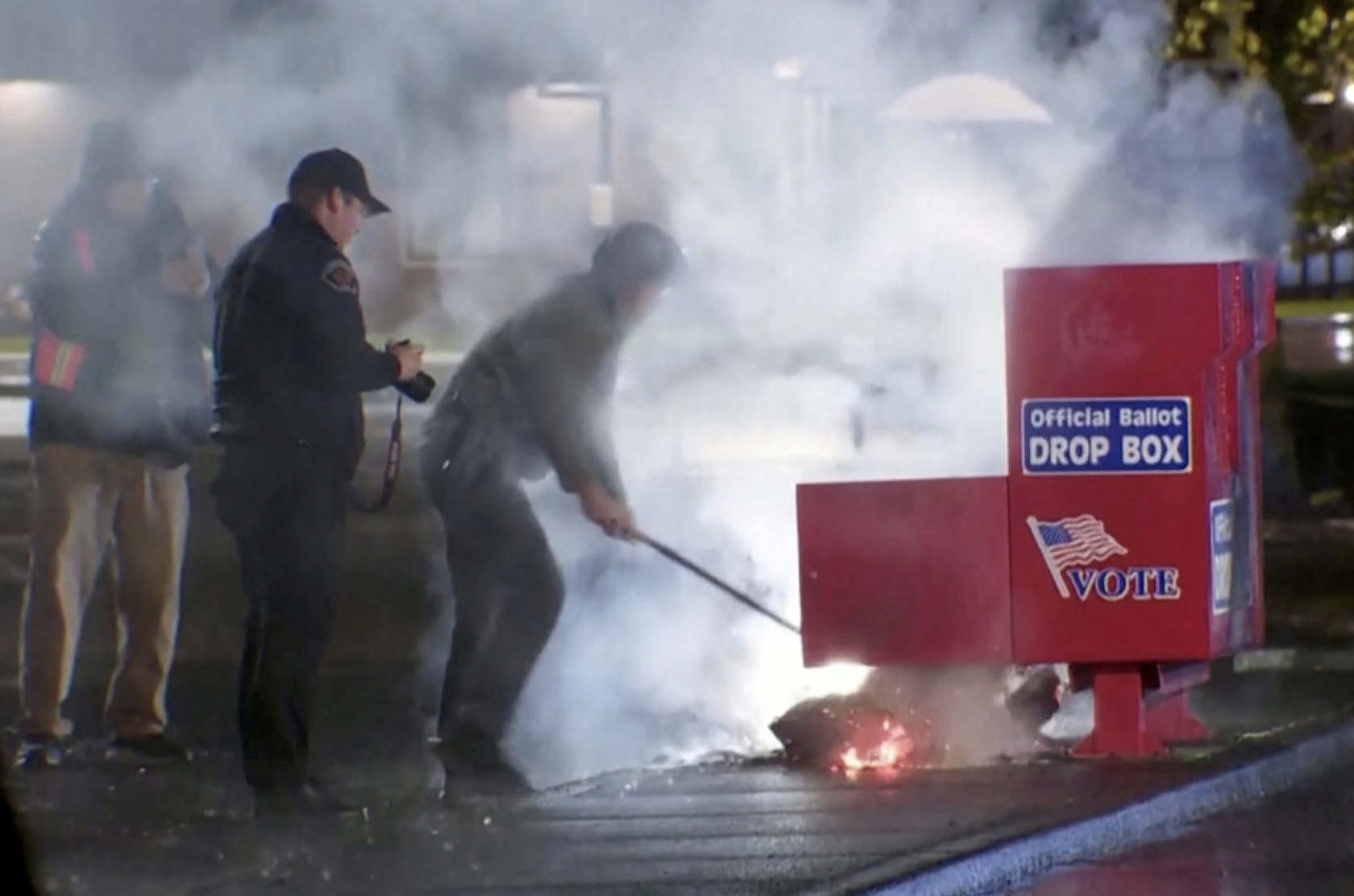 Ballot drop boxes across US targeted by arson this morning, 100's of ballots lost/damaged.