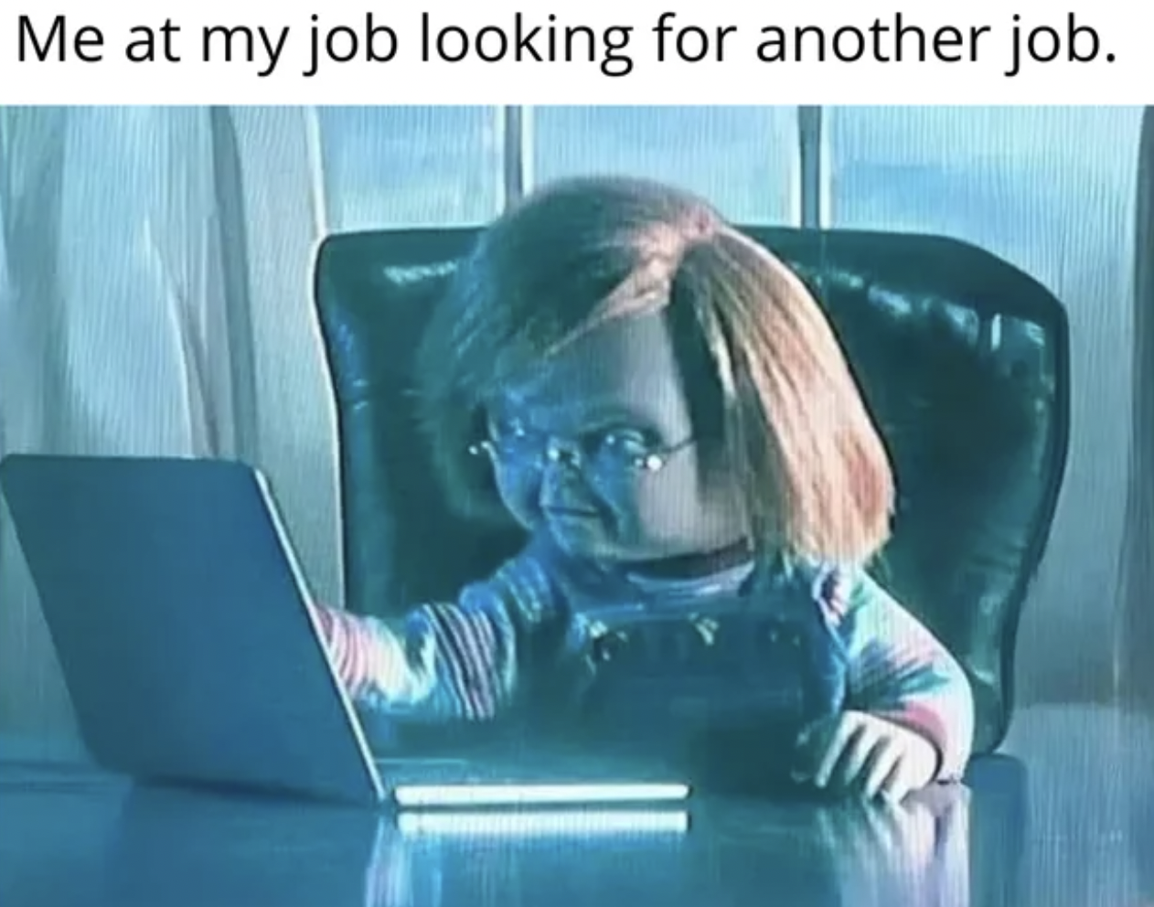 photo caption - Me at my job looking for another job.