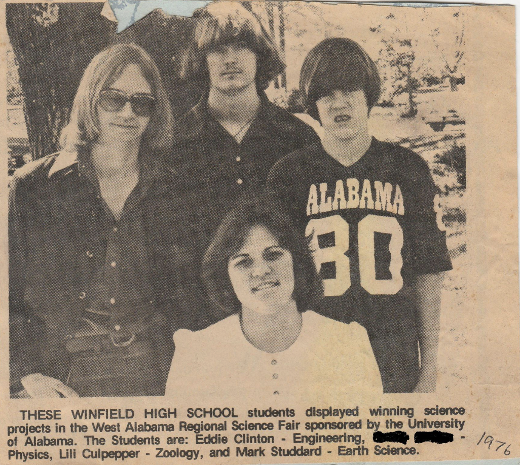 vintage clothing - Alabama 80 These Winfield High School students displayed winning science projects in the West Alabama Regional Science Fair sponsored by the University of Alabama. The Students are Eddie Clinton Engineering, Physics, Lili Culpepper Zool