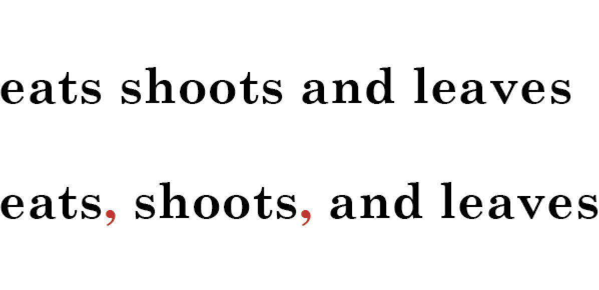 oxford comma example - eats shoots and leaves eats, shoots, and leaves