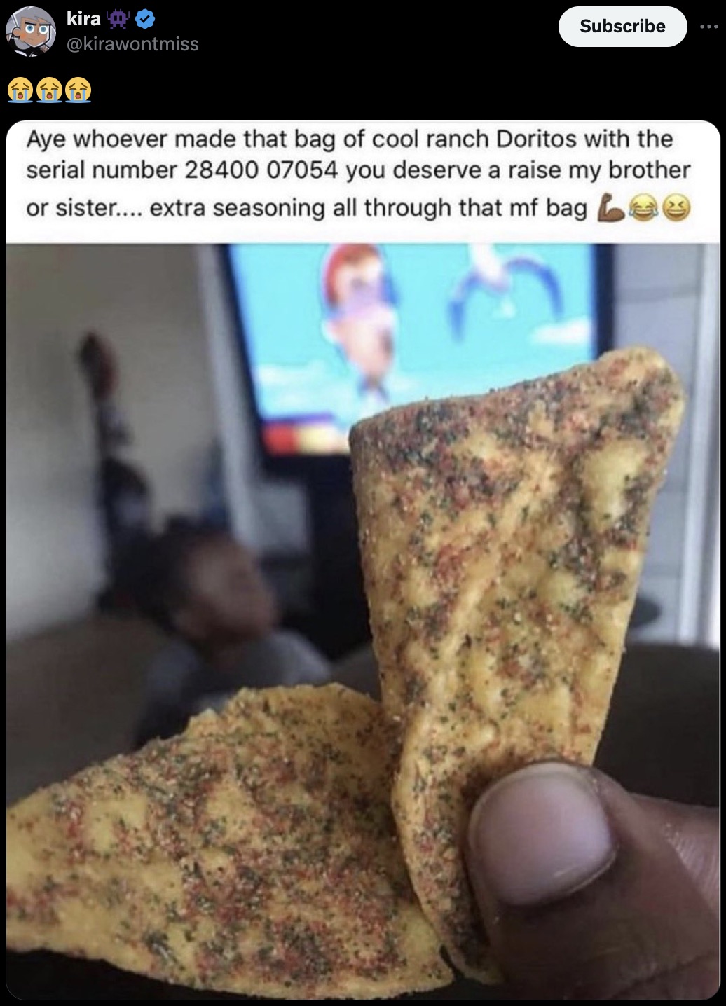 igneous rock - kira Subscribe Aye whoever made that bag of cool ranch Doritos with the serial number 28400 07054 you deserve a raise my brother or sister.... extra seasoning all through that mf bag b