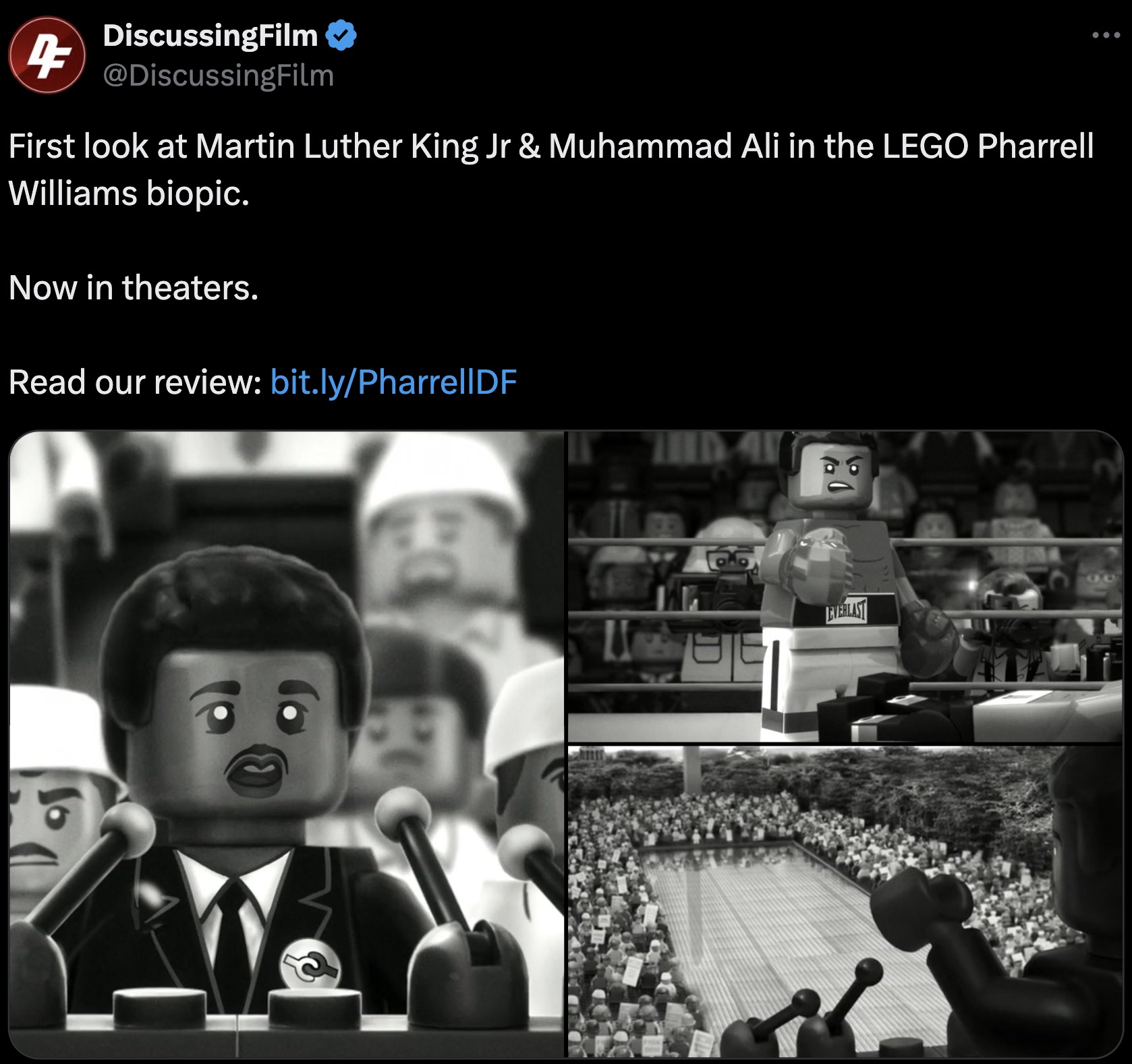 monochrome - 4 DiscussingFilm First look at Martin Luther King Jr & Muhammad Ali in the Lego Pharrell Williams biopic. Now in theaters. Read our review bit.lyPharrellDF Leverlast