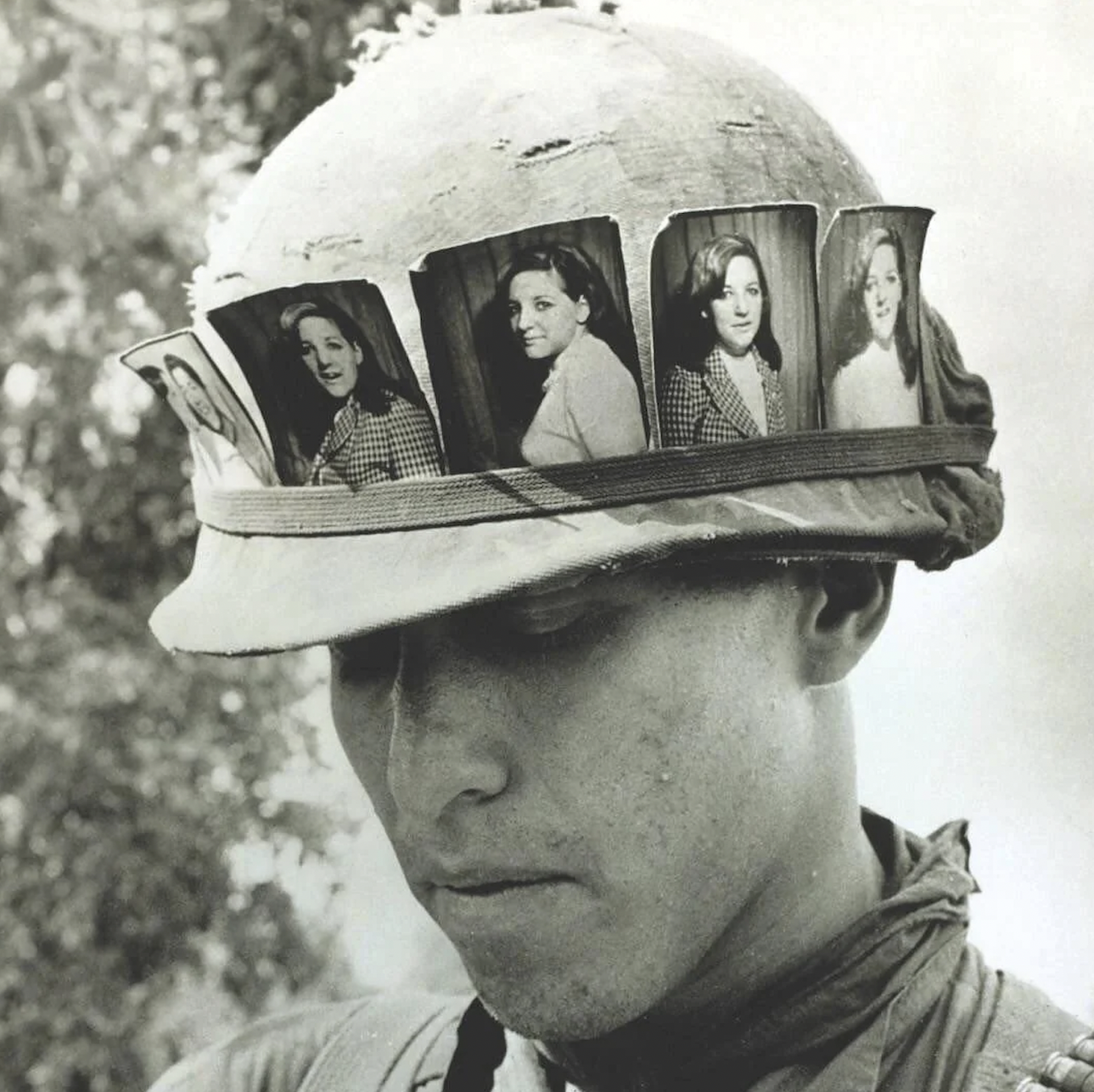 Servicemen often creatively decorated their helmets.