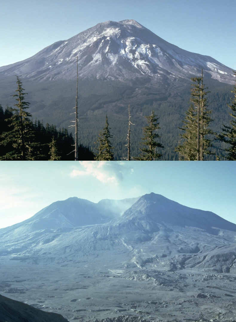 mt st helens before and after