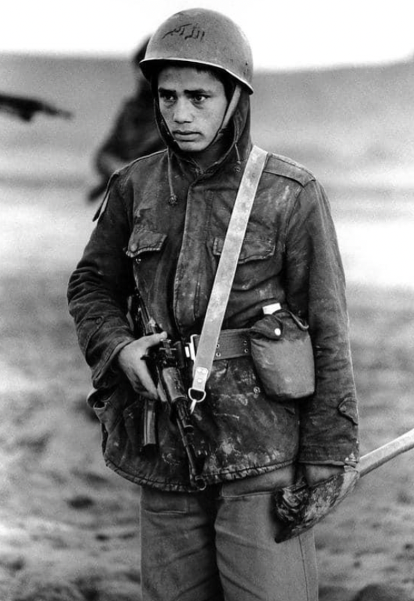 Iranian teenage volunteer during the Iran-Iraq War, 1980's.