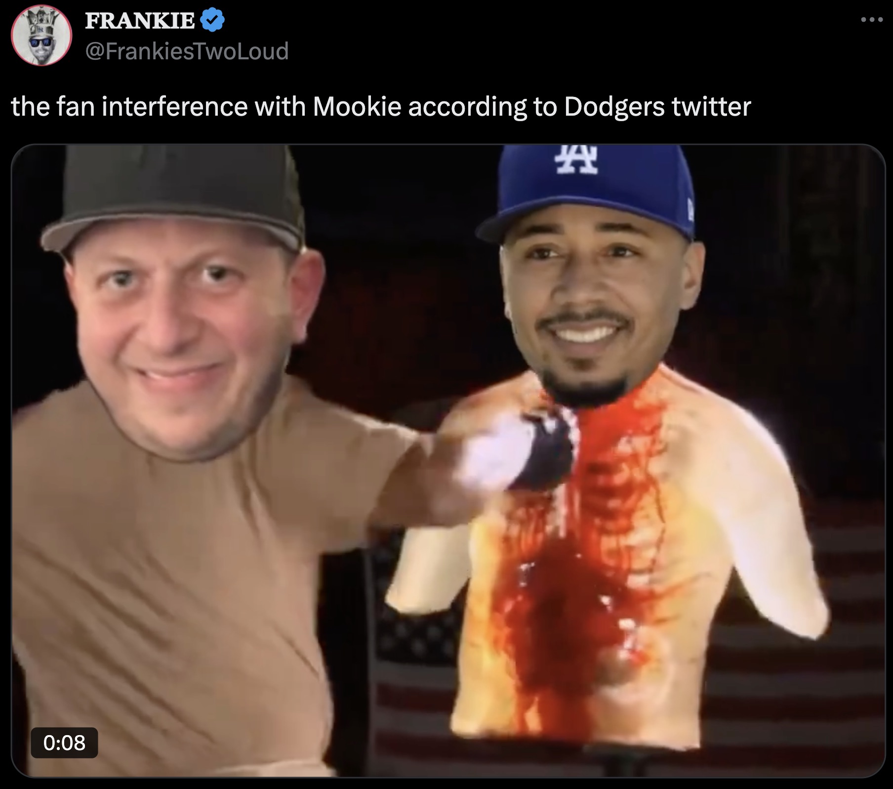 photo caption - Frankie the fan interference with Mookie according to Dodgers twitter