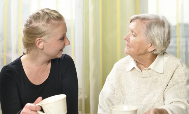 talking to grandmother