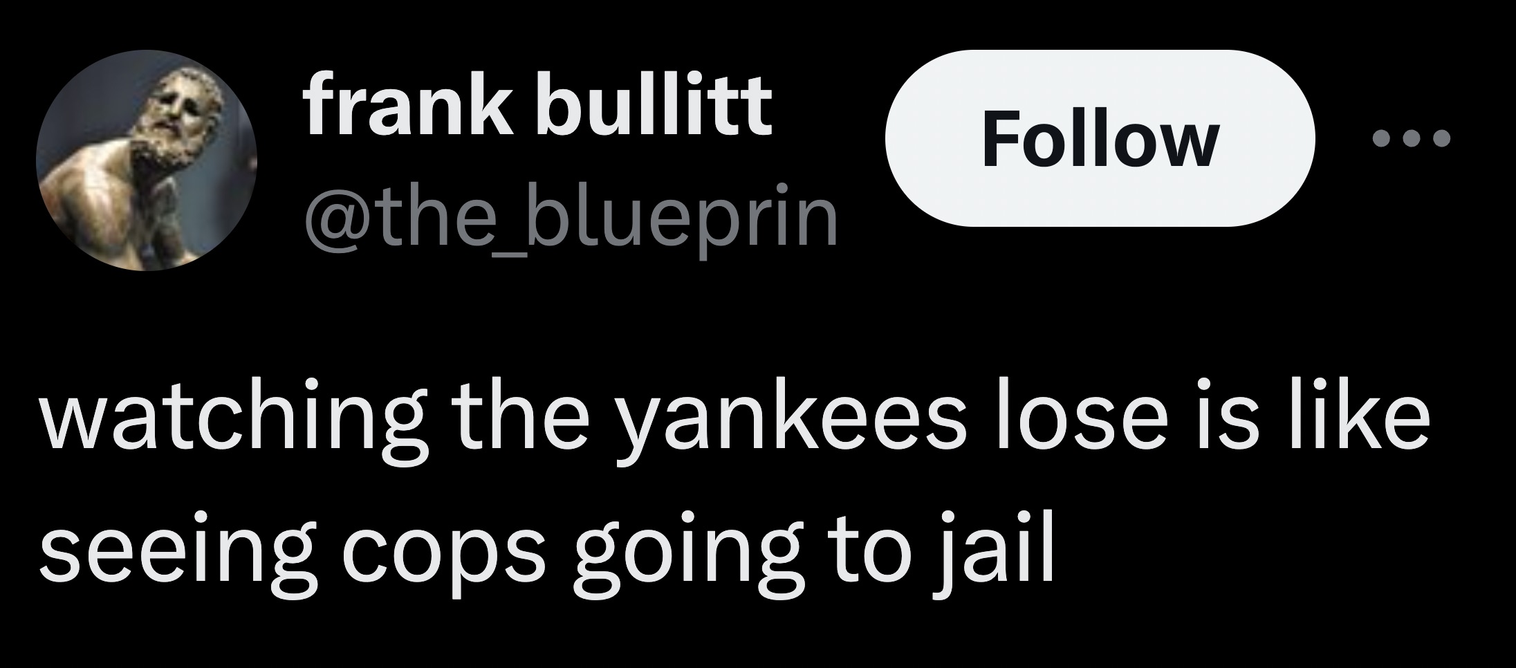 photo caption - frank bullitt watching the yankees lose is seeing cops going to jail