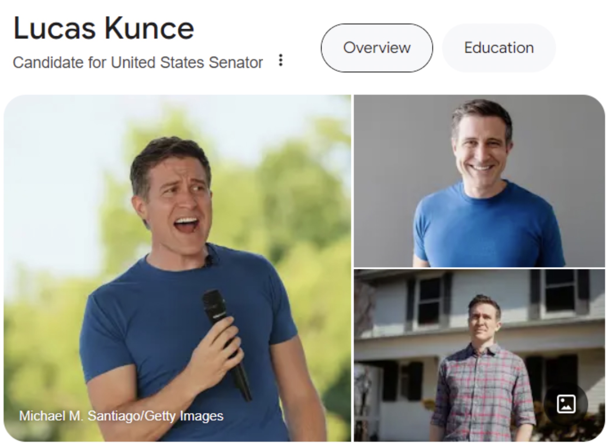 collage - Lucas Kunce Candidate for United States Senator Michael M. SantiagoGetty Images Overview Education