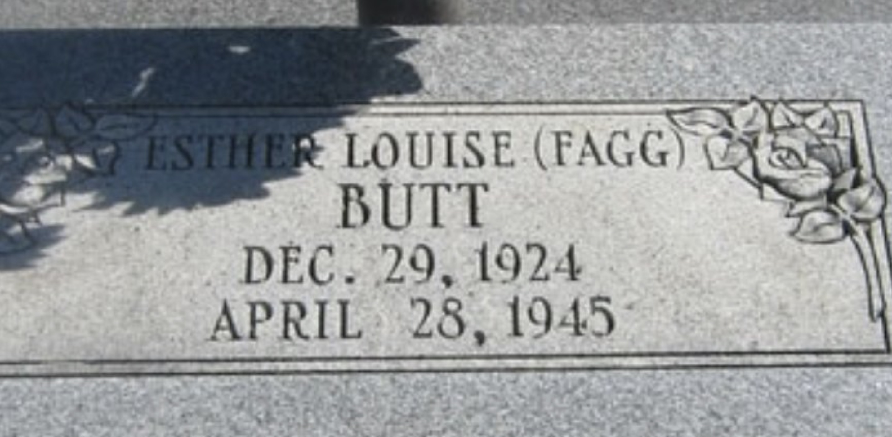 memorial - Esther Louise Fagg Butt Dec. 29,