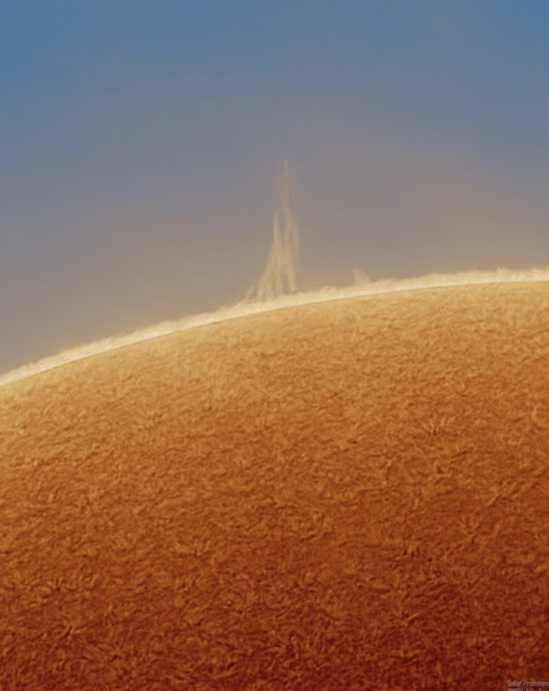 A tower of plasma on the Sun, taller than four Earth diameters. 