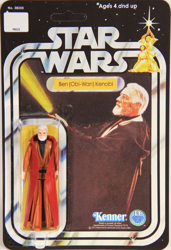 action figure card back - No. 38250 Age's 4.and up Price Star Wars Ben ObiWan Kenobi Kenner. Meets or exceeds all safety requirements of Product Standard 7276 1977 Twentieth Century Fox Film Corp. Lp