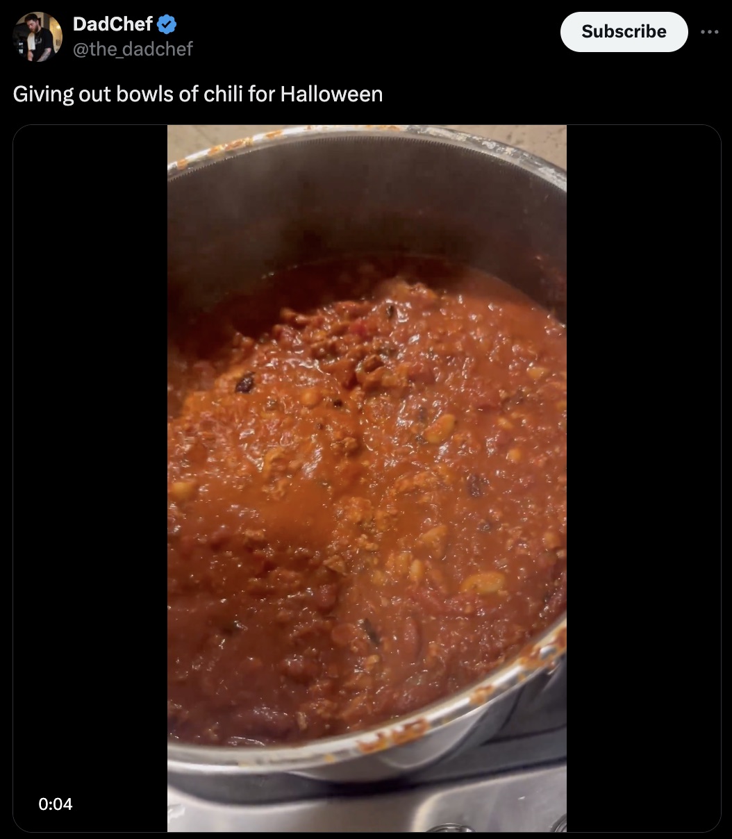 curry - DadChef Giving out bowls of chili for Halloween Subscribe