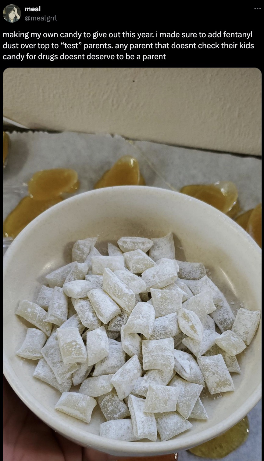 turkish delight - meal making my own candy to give out this year. i made sure to add fentanyl dust over top to "test" parents. any parent that doesnt check their kids candy for drugs doesnt deserve to be a parent