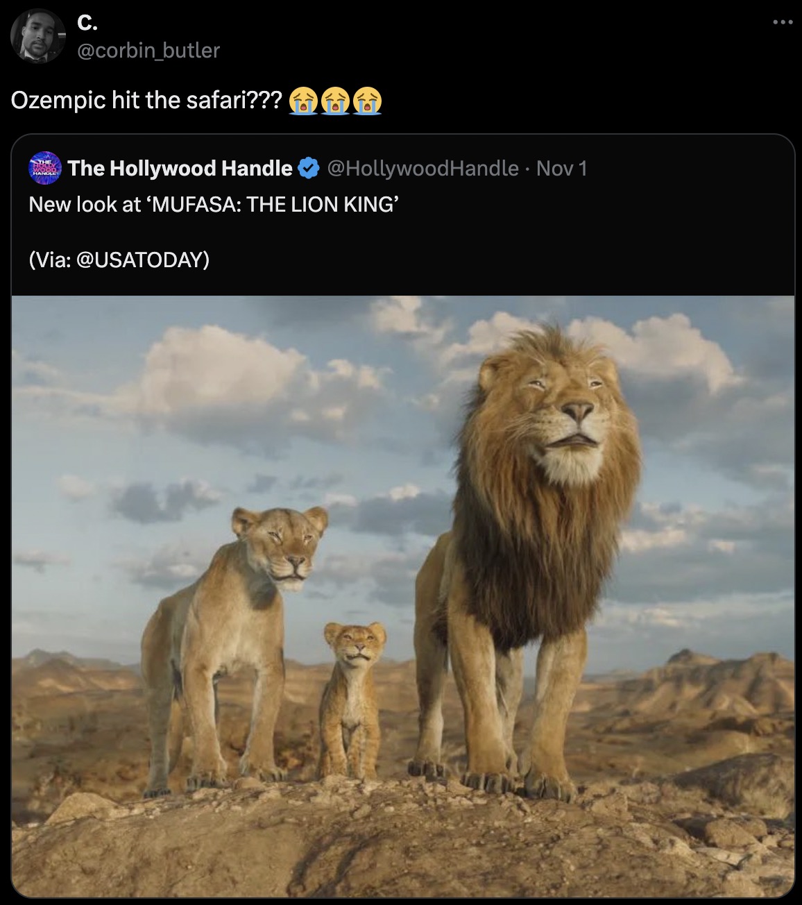 Mufasa: The Lion King - C. Ozempic hit the safari??? The Hollywood Handle Nov 1 New look at 'Mufasa The Lion King' Via