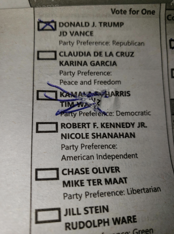 Way to invalidate your ballot. 