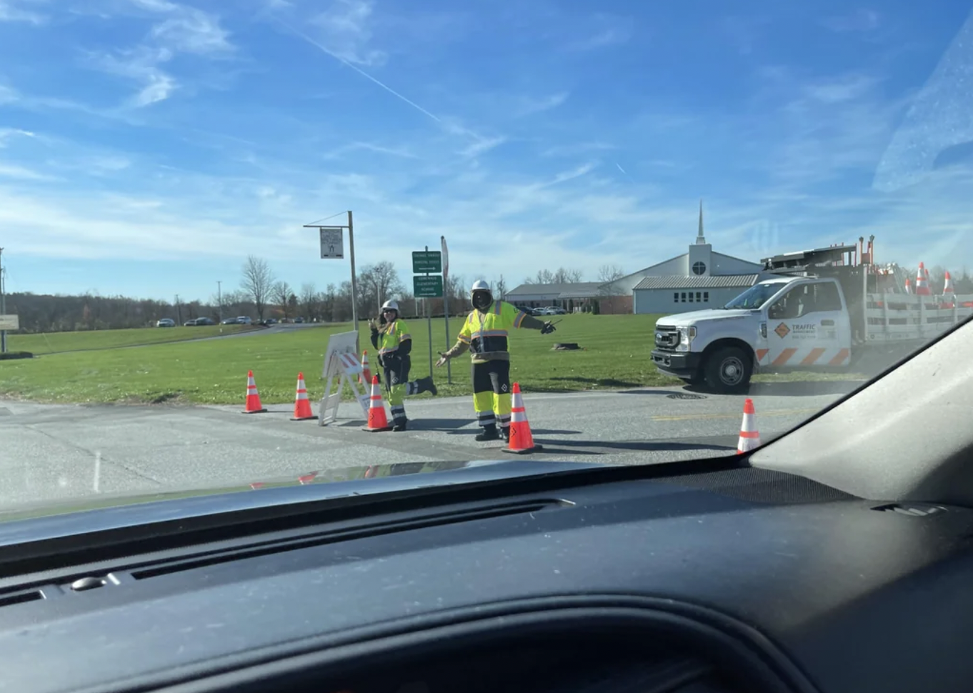 Pennsylvania gas company closes down main road to polls on election day. 