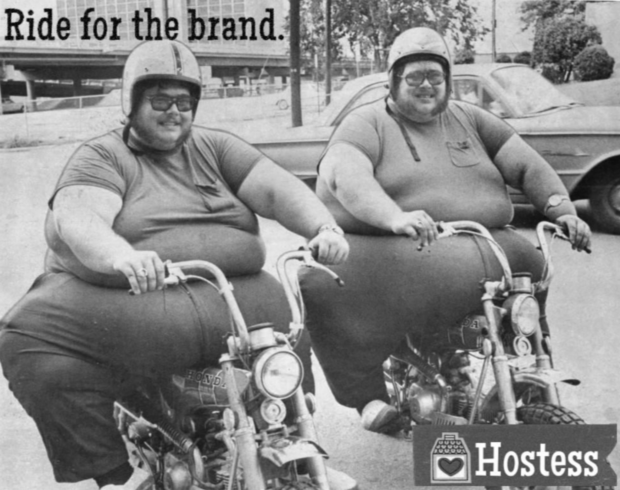 2 gay guys on motorcycle - Ride for the brand. Hostess