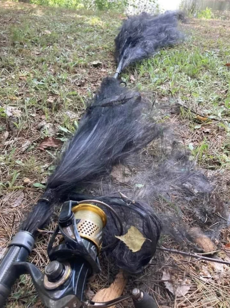 A carbon fiber spinning rod after a lightning strike. 