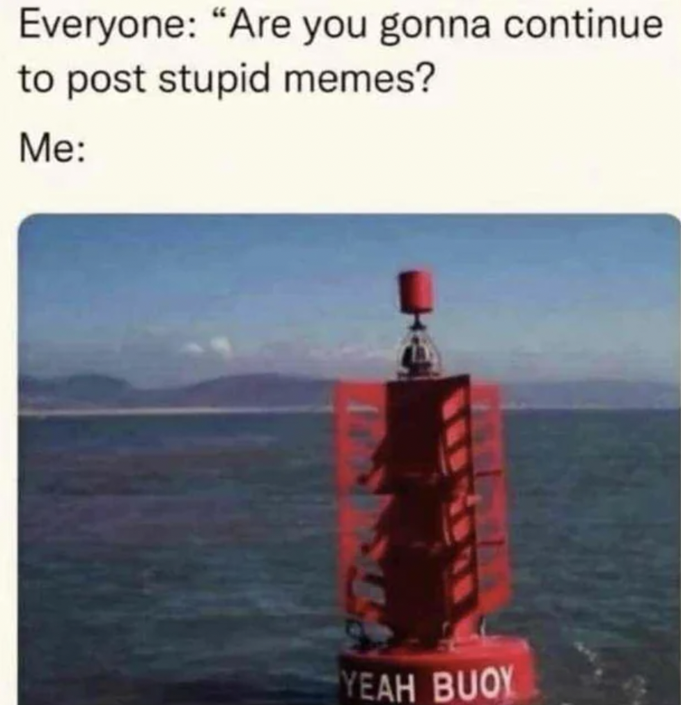 yeah buoy - Everyone "Are you gonna continue to post stupid memes? Me Yeah Buoy