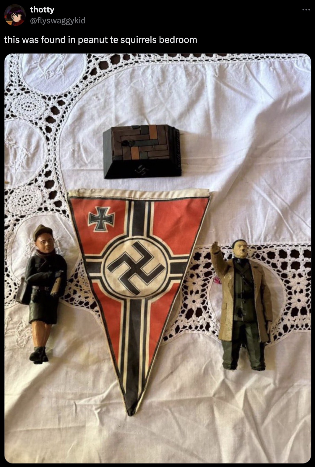 Nazism - thotty this was found in peanut te squirrels bedroom A