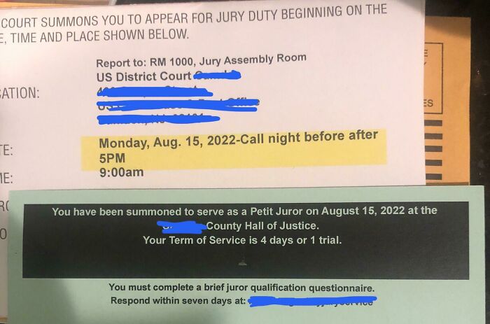 This person got summoned to state and federal jury duty for the same time period.