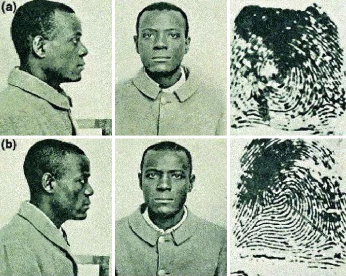 These two men are not related, yet look almost identical and even have the same first and last name (William West) and are the reason that finger printing was created and implemented in identity / record keeping and law enforcement.