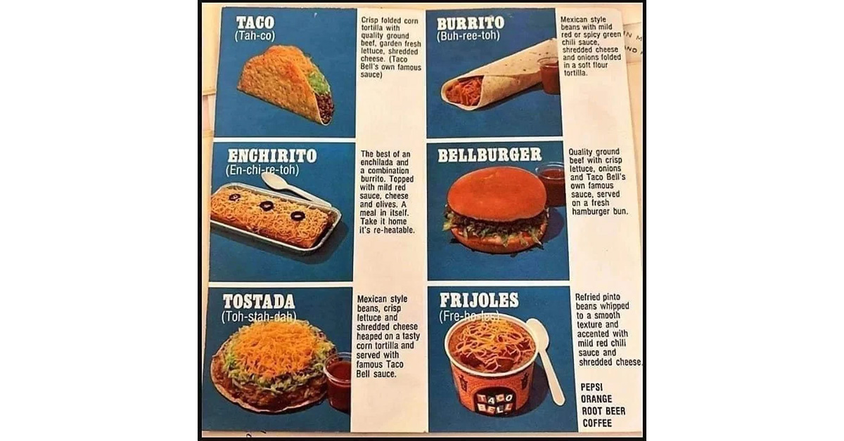 Taco Bell's 70s not so slick menu