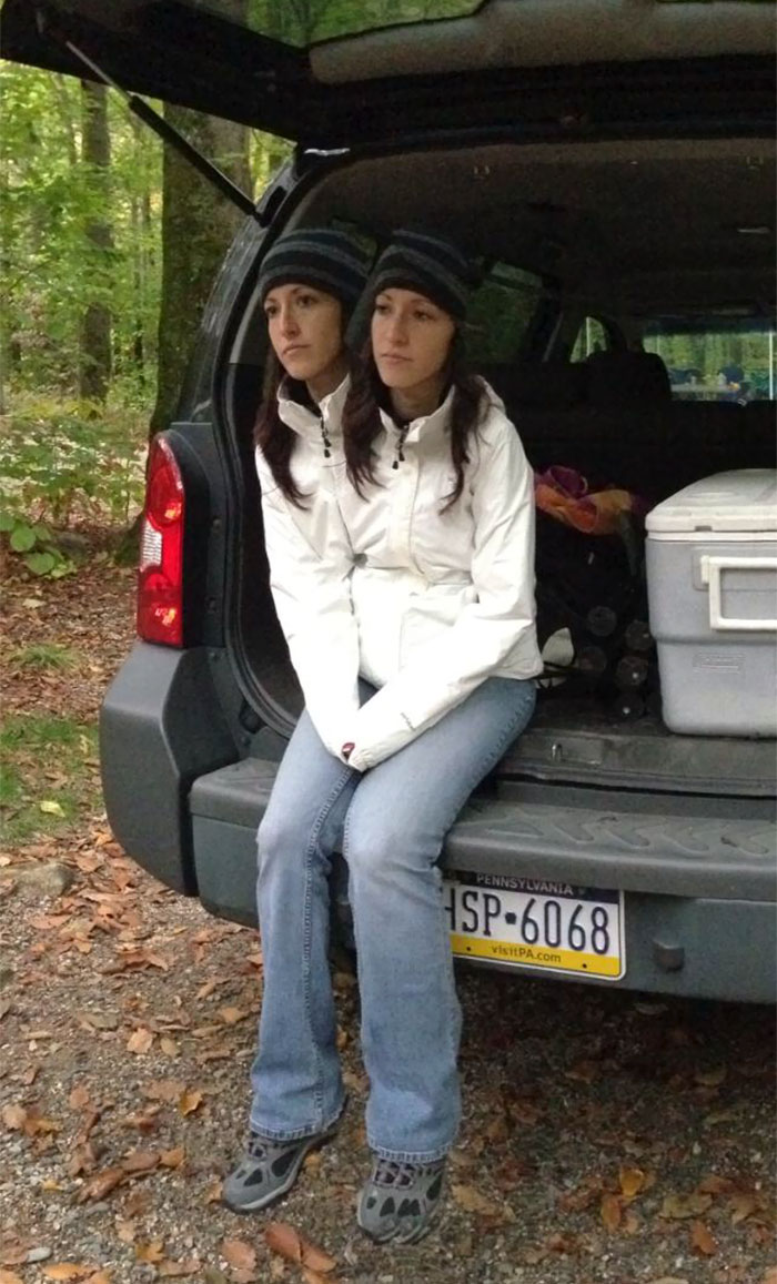 She was waiting so long for the tent to get set up she sprouted another head.