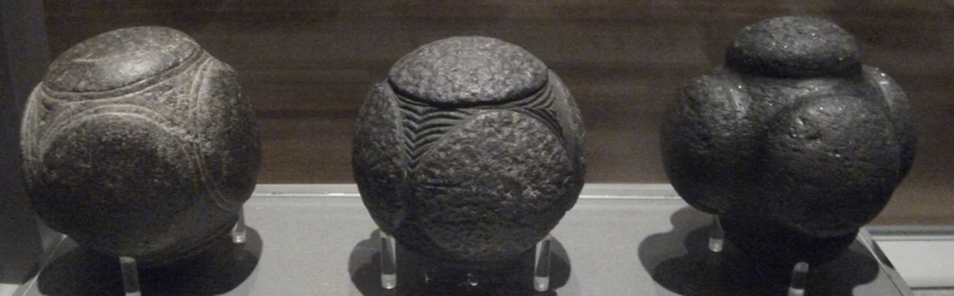 Petrospheres dated from the late Neolithic, to possibly the Iron Age, mainly found in Scotland. Nobody is sure what they were for. 