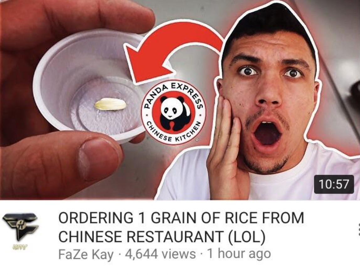 photo caption - wwwww Panda . Express Chinese Kitchen Ordering 1 Grain Of Rice From Chinese Restaurant Lol FaZe Kay 4,644 views 1 hour ago