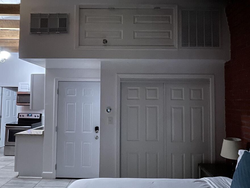 Just an AirBNB rental with an inexplicable sideways door in the ceiling.