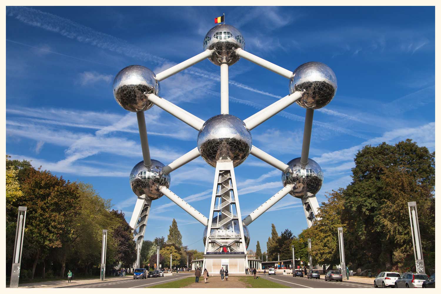 This molecular looking structure is called the Atomium and is in Brussels, Belgium.