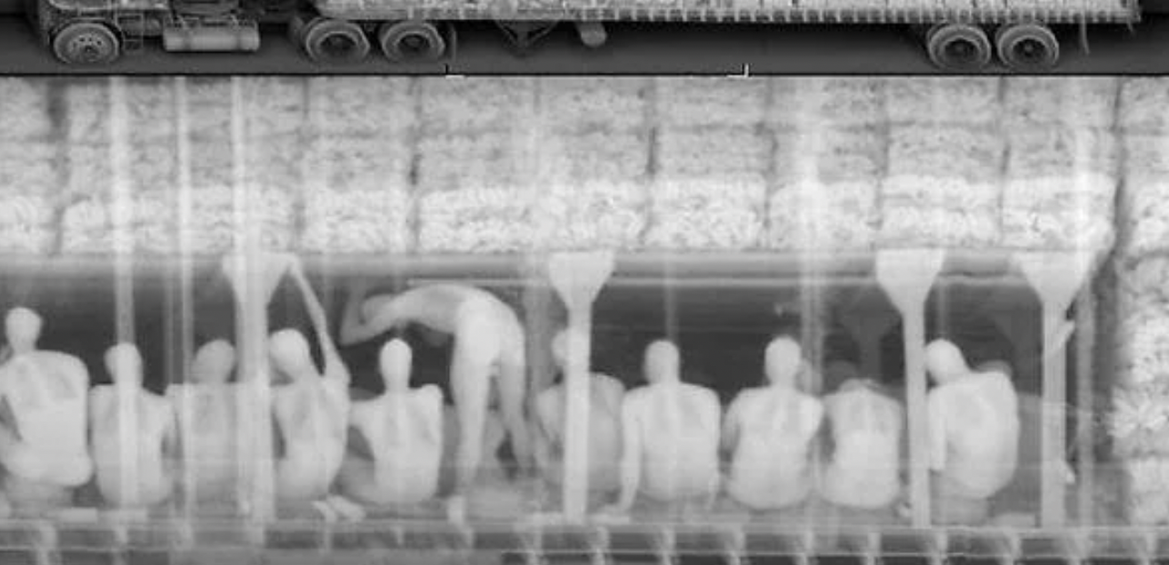 X-ray showing people being smuggled across the Mexican/Guatemalan border.