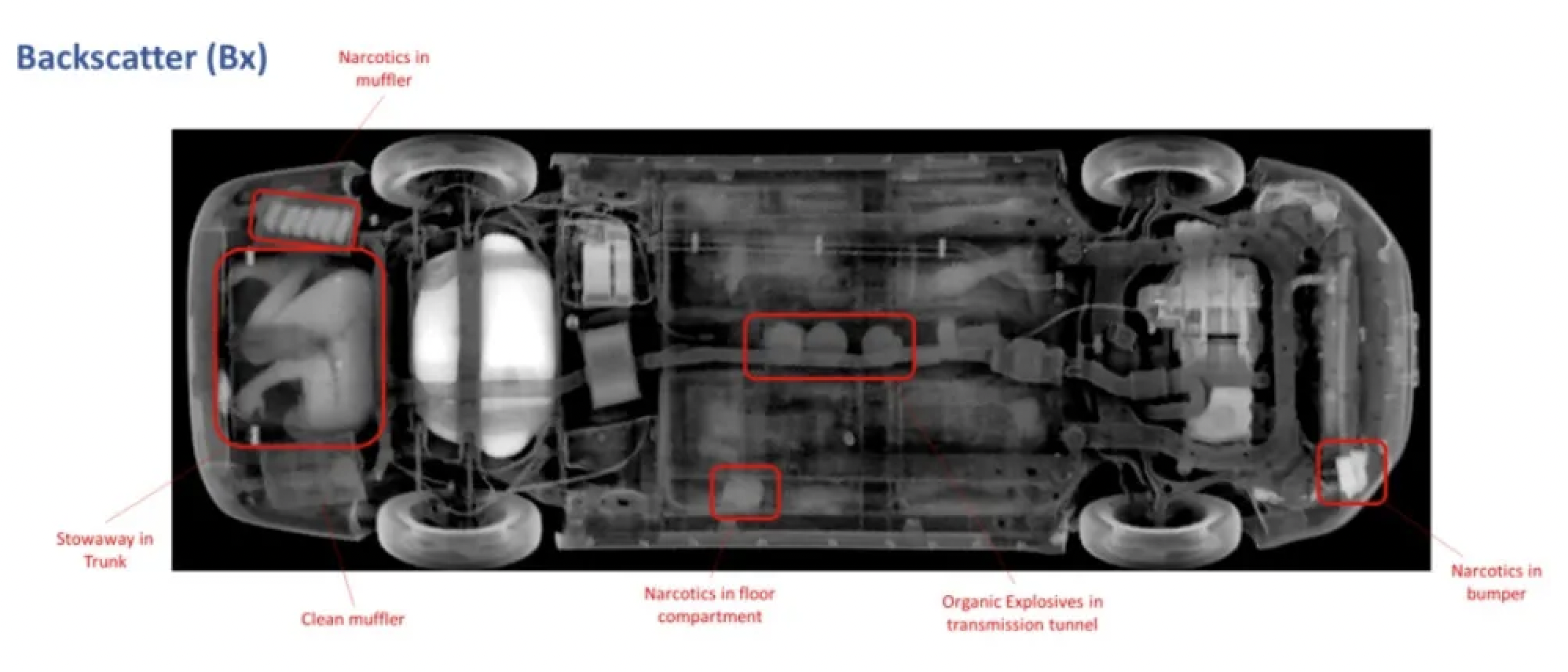 Car scanner reveals contreband. 