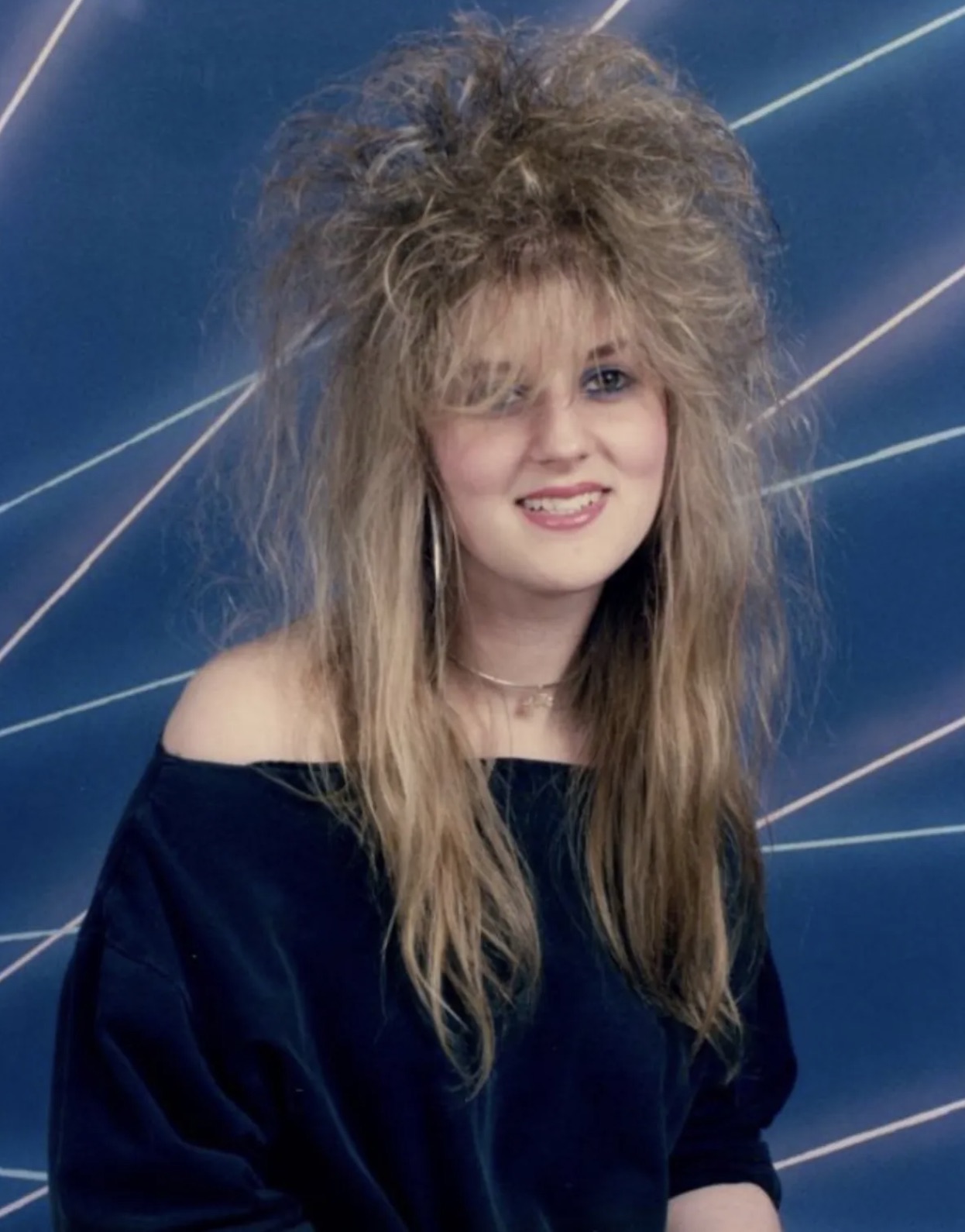 awkward portrait 80's hair