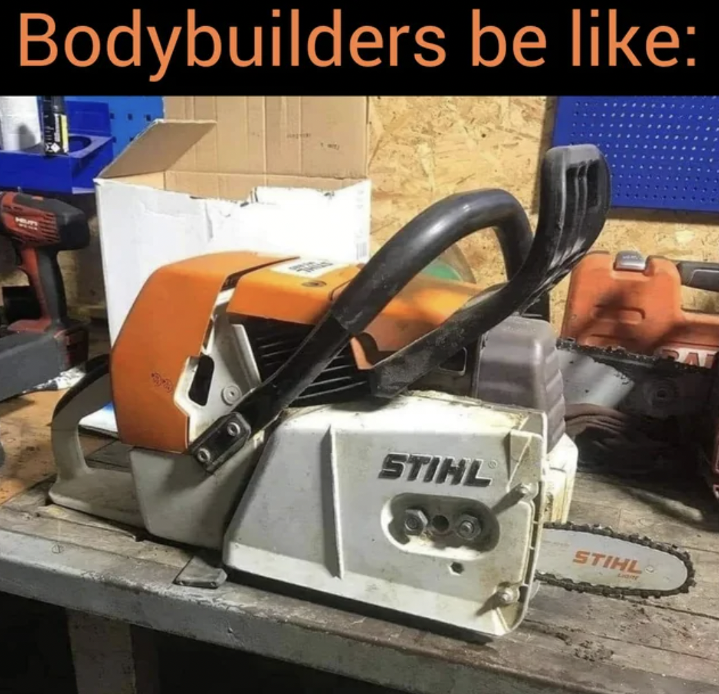 cold chainsaw meme - Bodybuilders be Stihl Stihl