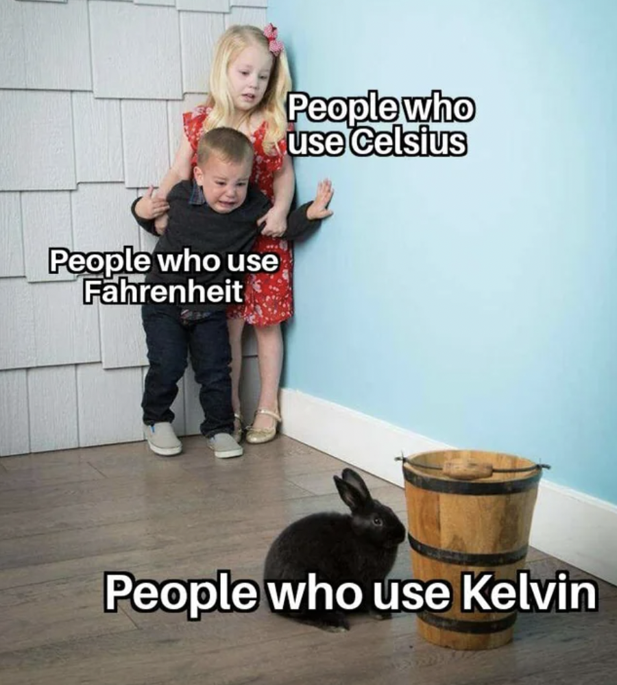 listen to everything meme - People who use Fahrenheit People who use Celsius People who use Kelvin