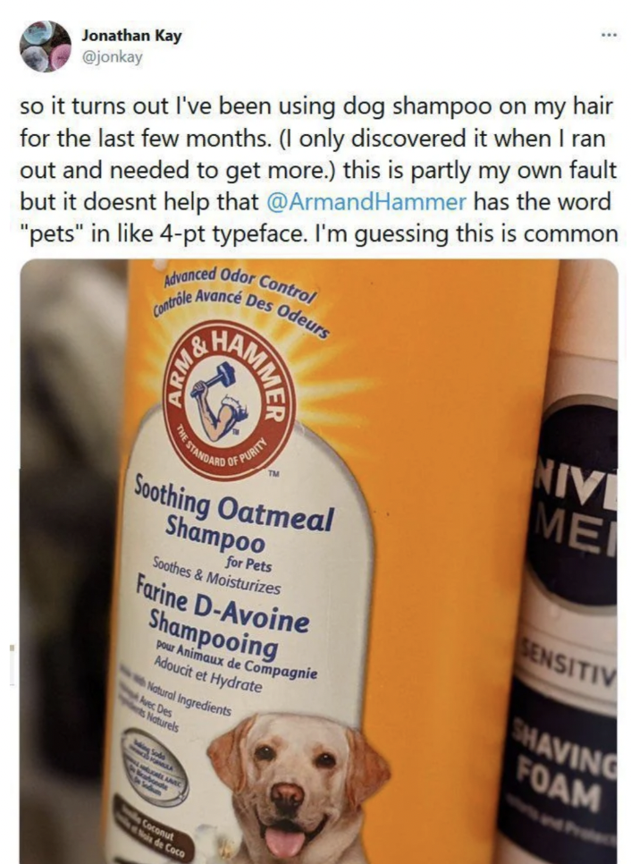 labrador retriever - Jonathan Kay so it turns out I've been using dog shampoo on my hair for the last few months. I only discovered it when I ran out and needed to get more. this is partly my own fault but it doesnt help that has the word "pets" in 4pt ty