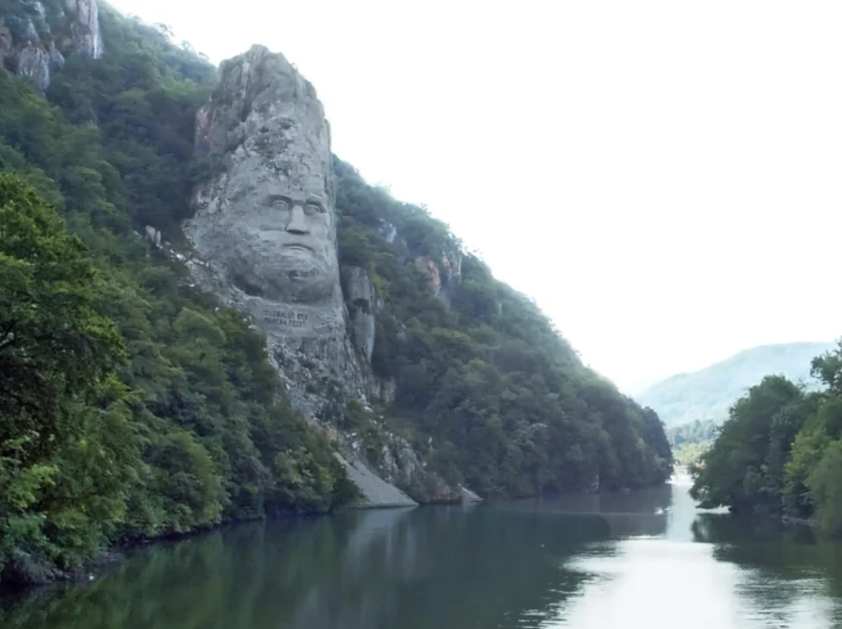 Rock sculpture of Decebalus in Romania.