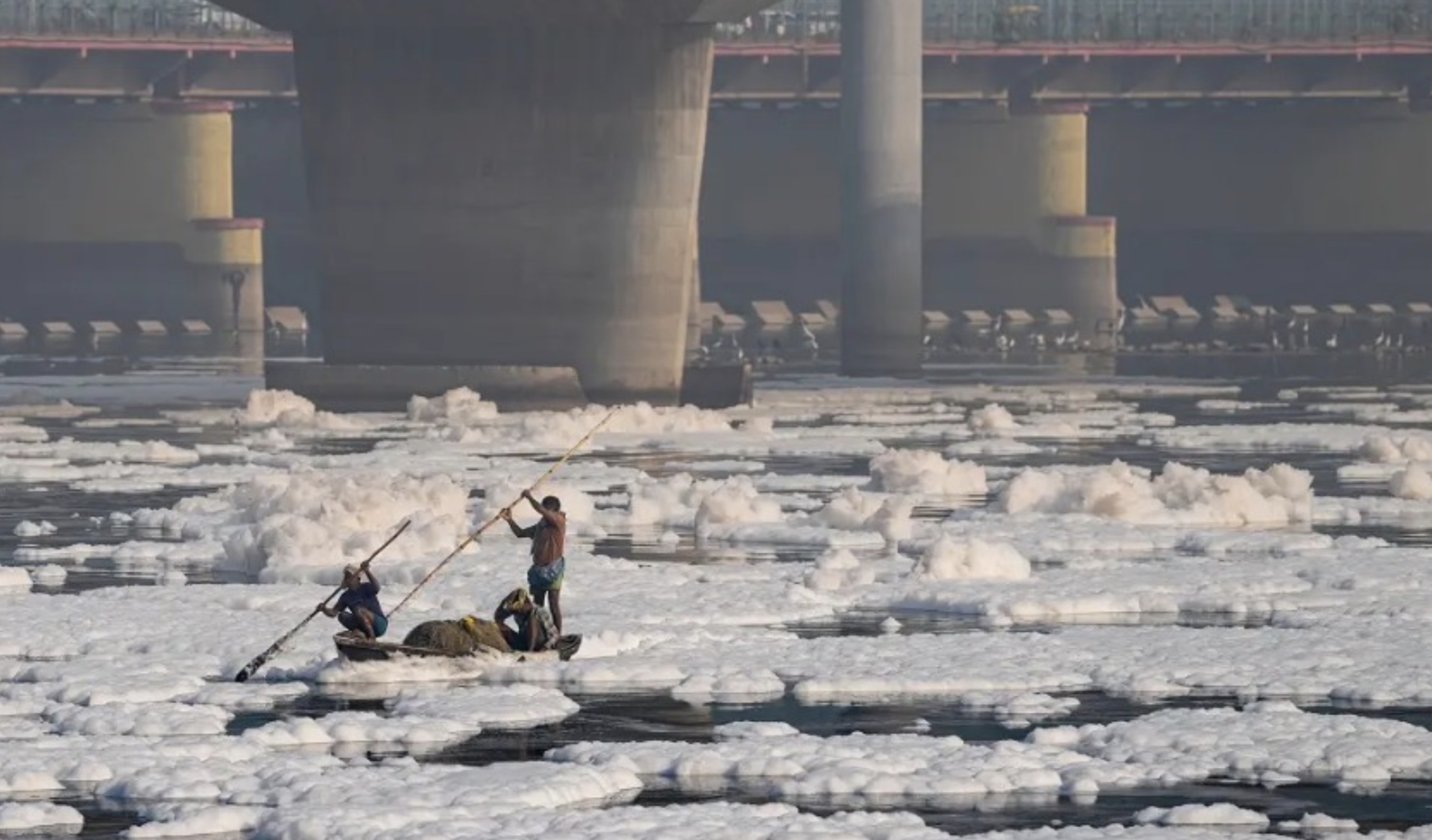 yamuna river toxic foam