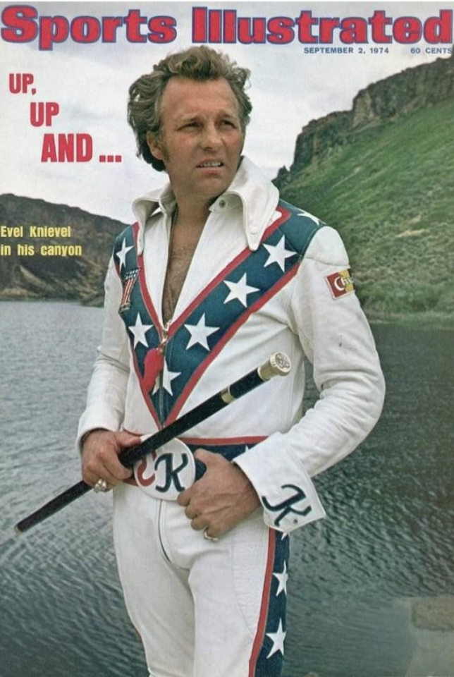 evel knievel - Sports Illustrated Up. Up And... 80 Cents Evel Knievel in his canyon R R