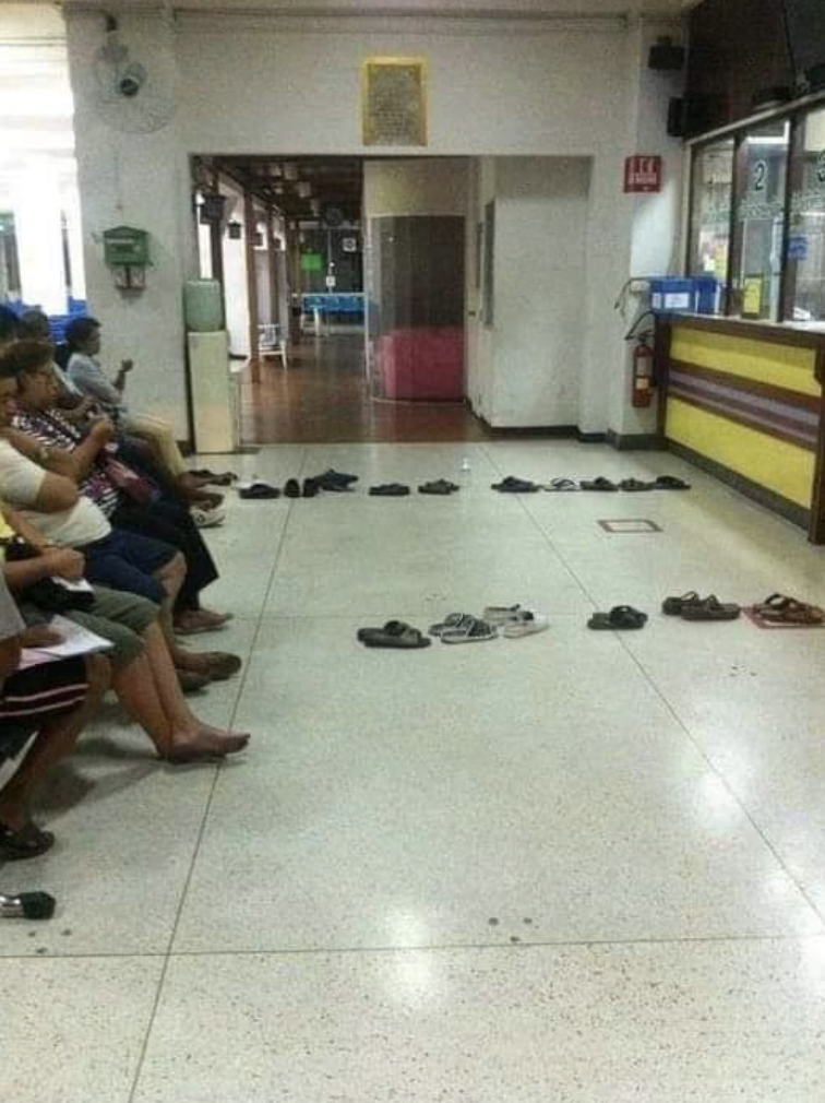 Somewhere in Asia, "waiting queue."